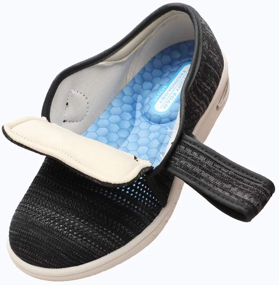 Women's Diabetic Shoes for Women Casual Adjustable Walking Shoes Wide Shoes for Elderly Swollen Feet Non-Slip Air Cushion Bottom Fattening and Widening