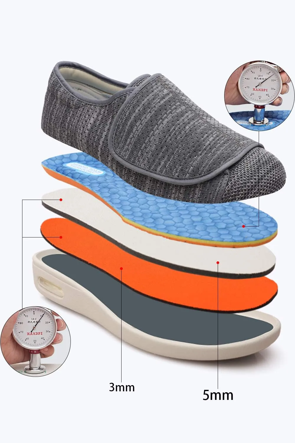 Women's Diabetic Shoes for Women Casual Adjustable Walking Shoes Wide Shoes for Elderly Swollen Feet Non-Slip Air Cushion Bottom Fattening and Widening