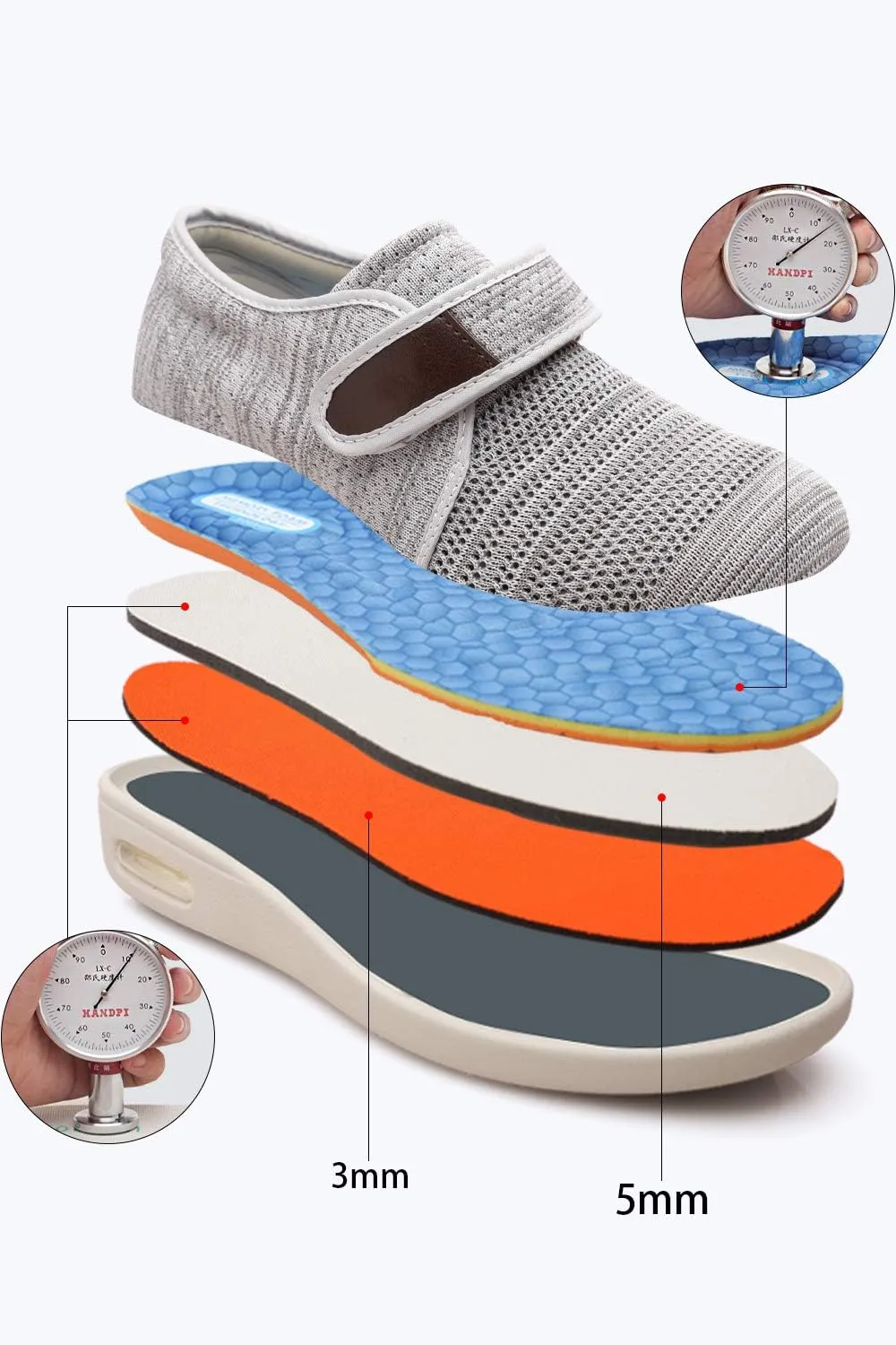 Women's Diabetic Shoes for Women Casual Adjustable Walking Shoes Wide Shoes for Elderly Swollen Feet Non-Slip Air Cushion Bottom Fattening and Widening