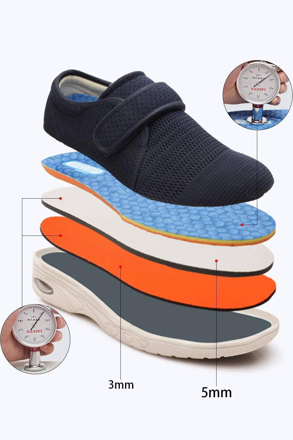 Women's Diabetic Shoes for Women Casual Adjustable Walking Shoes Wide Shoes for Elderly Swollen Feet Non-Slip Air Cushion Bottom Fattening and Widening