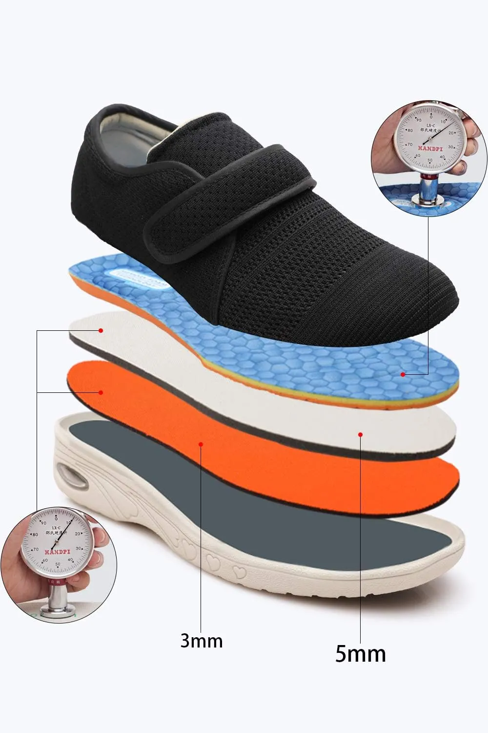Women's Diabetic Shoes for Women Casual Adjustable Walking Shoes Wide Shoes for Elderly Swollen Feet Non-Slip Air Cushion Bottom Fattening and Widening