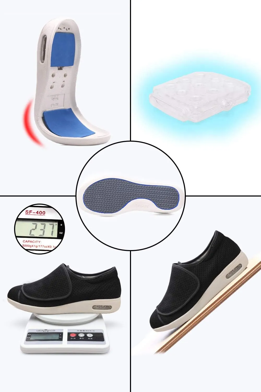 Women's Diabetic Shoes for Women Casual Adjustable Walking Shoes Wide Shoes for Elderly Swollen Feet Non-Slip Air Cushion Bottom Fattening and Widening