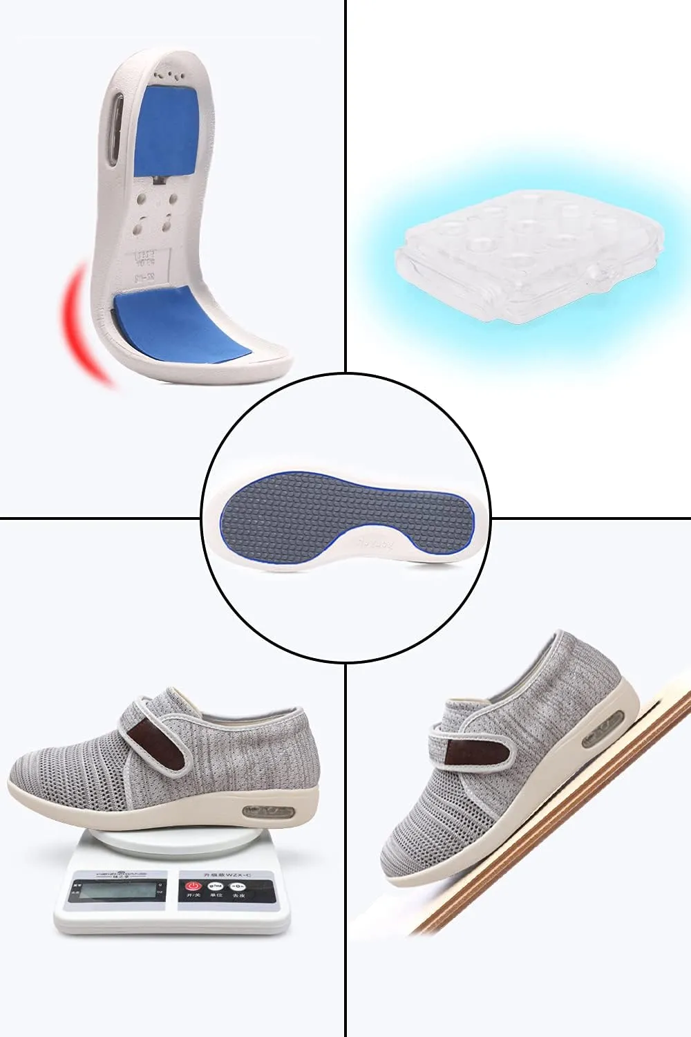 Women's Diabetic Shoes for Women Casual Adjustable Walking Shoes Wide Shoes for Elderly Swollen Feet Non-Slip Air Cushion Bottom Fattening and Widening