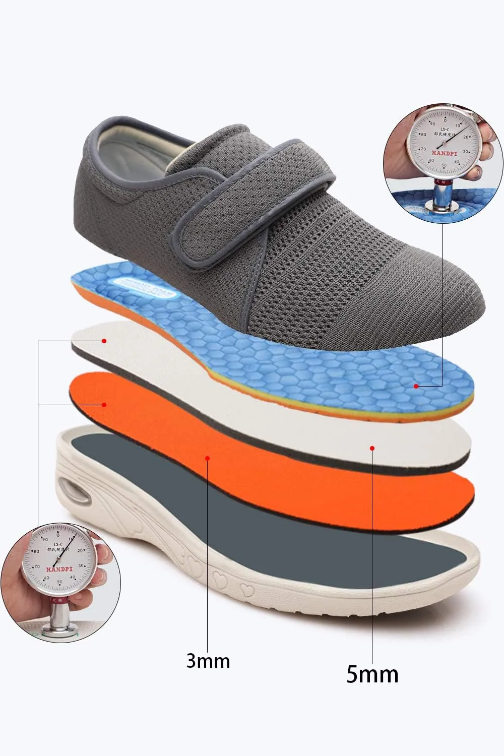 Women's Diabetic Shoes for Women Casual Adjustable Walking Shoes Wide Shoes for Elderly Swollen Feet Non-Slip Air Cushion Bottom Fattening and Widening