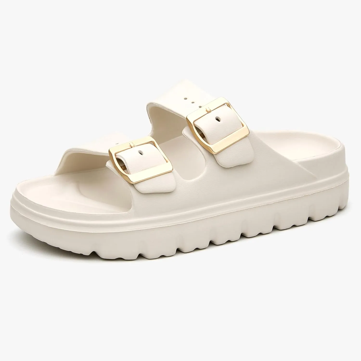Women's Double Buckle Adjustable EVA Slide Sandals