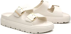 Women's Double Buckle Adjustable EVA Slide Sandals