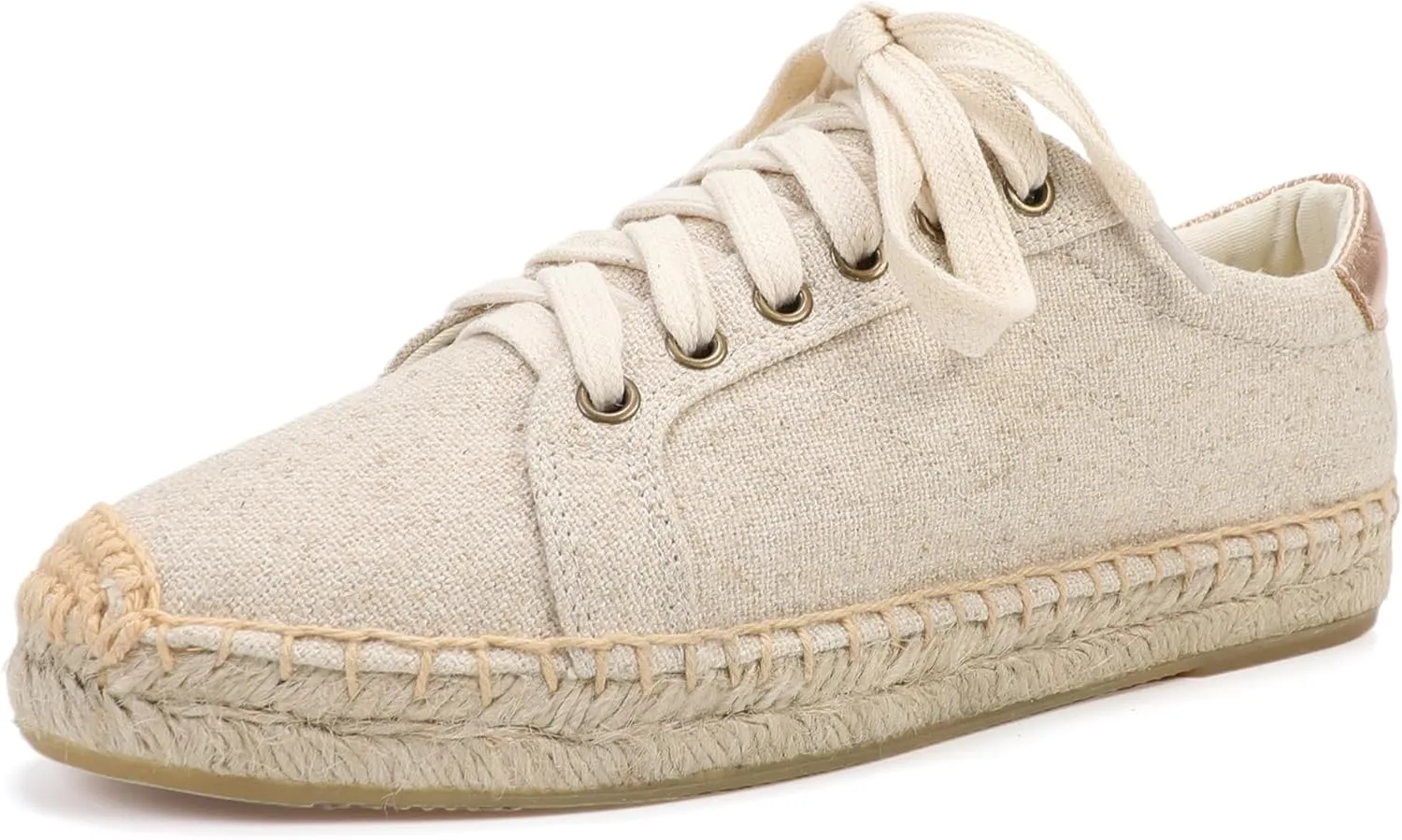 Women's Espadrille Lace-up Sneakers Platform Jute- Breathable for Casual Comfort Flat Shoes