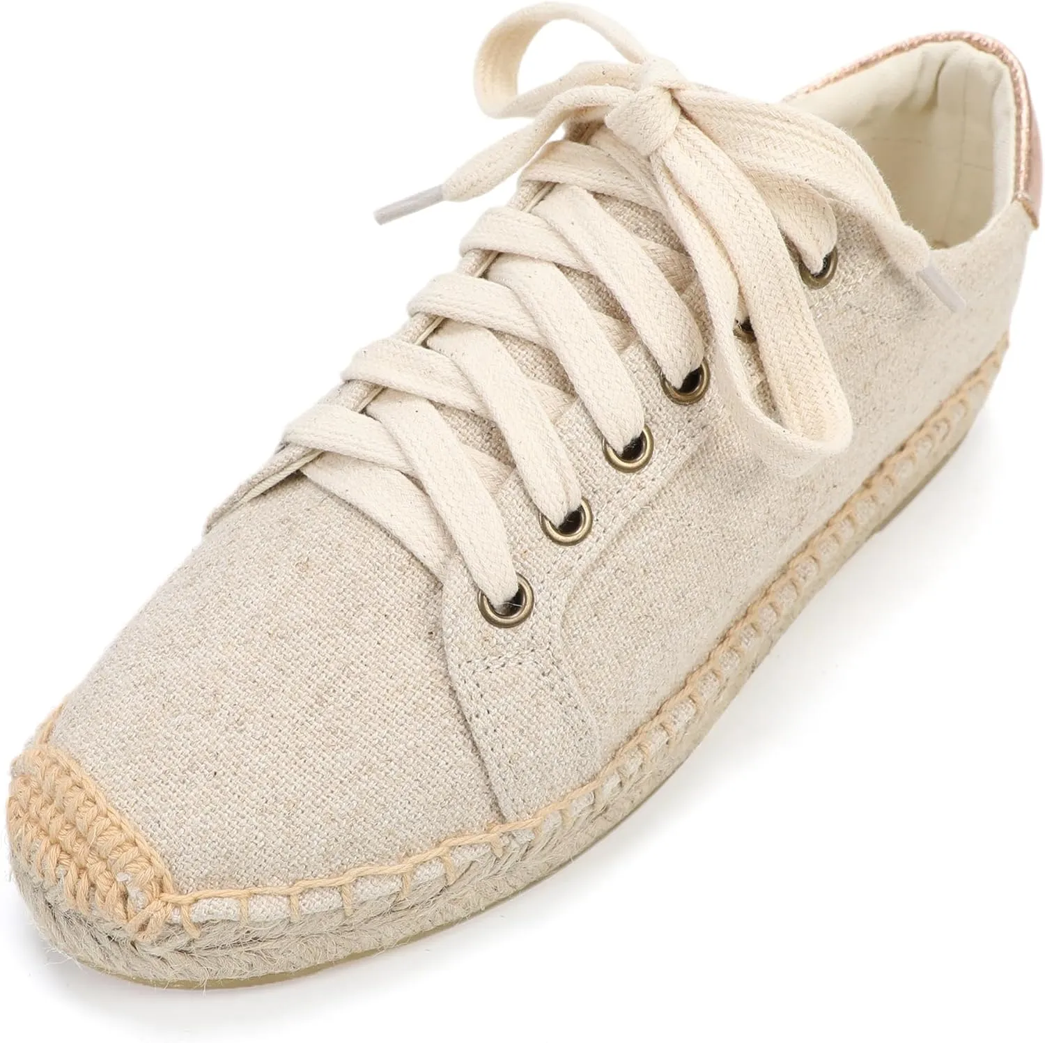 Women's Espadrille Lace-up Sneakers Platform Jute- Breathable for Casual Comfort Flat Shoes