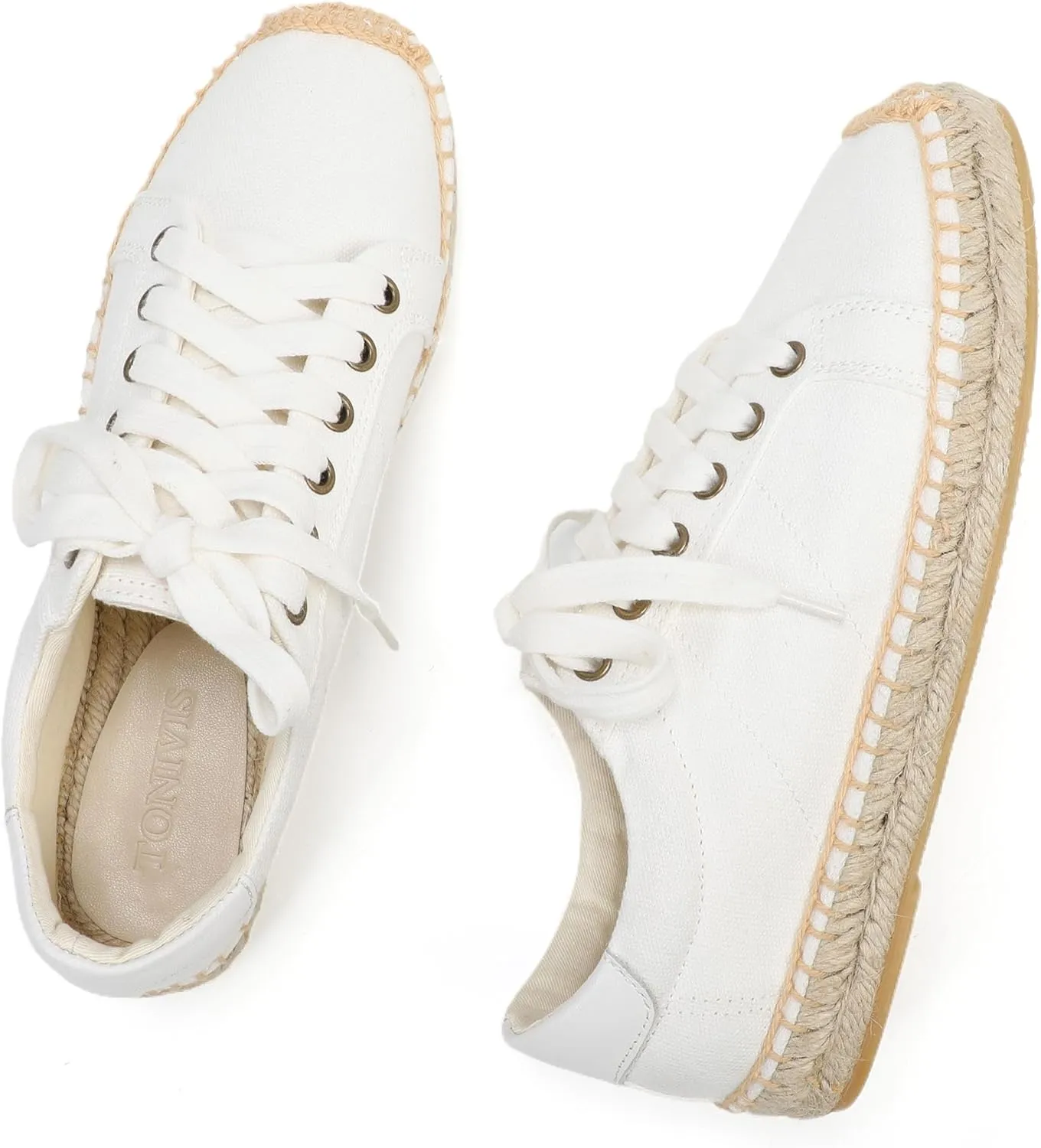 Women's Espadrille Lace-up Sneakers Platform Jute- Breathable for Casual Comfort Flat Shoes