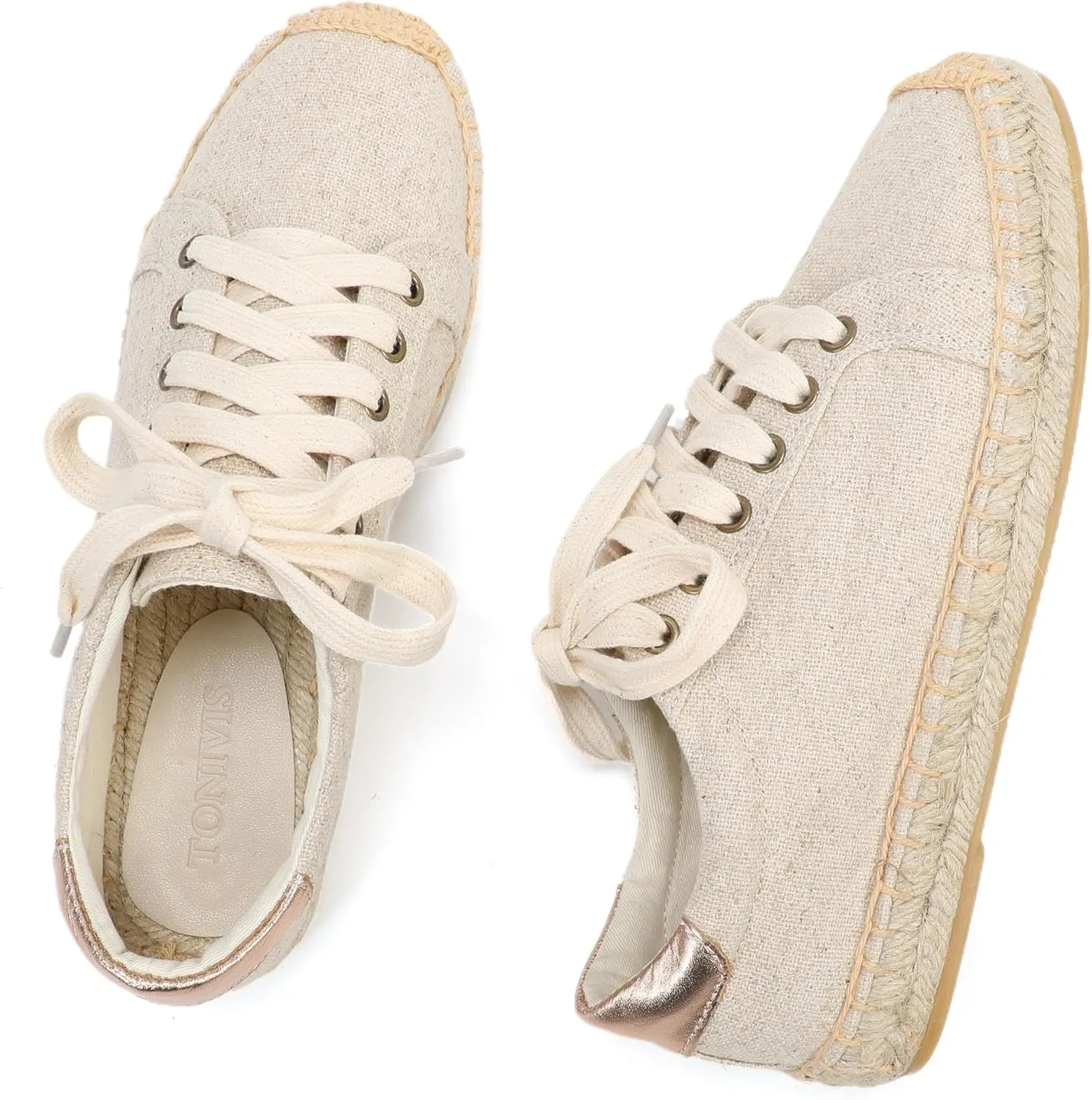 Women's Espadrille Lace-up Sneakers Platform Jute- Breathable for Casual Comfort Flat Shoes