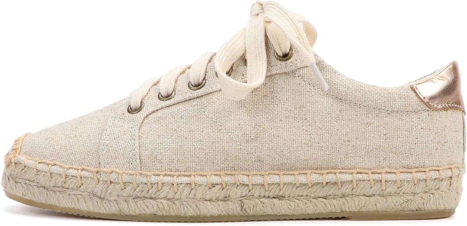 Women's Espadrille Lace-up Sneakers Platform Jute- Breathable for Casual Comfort Flat Shoes