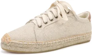 Women's Espadrille Lace-up Sneakers Platform Jute- Breathable for Casual Comfort Flat Shoes
