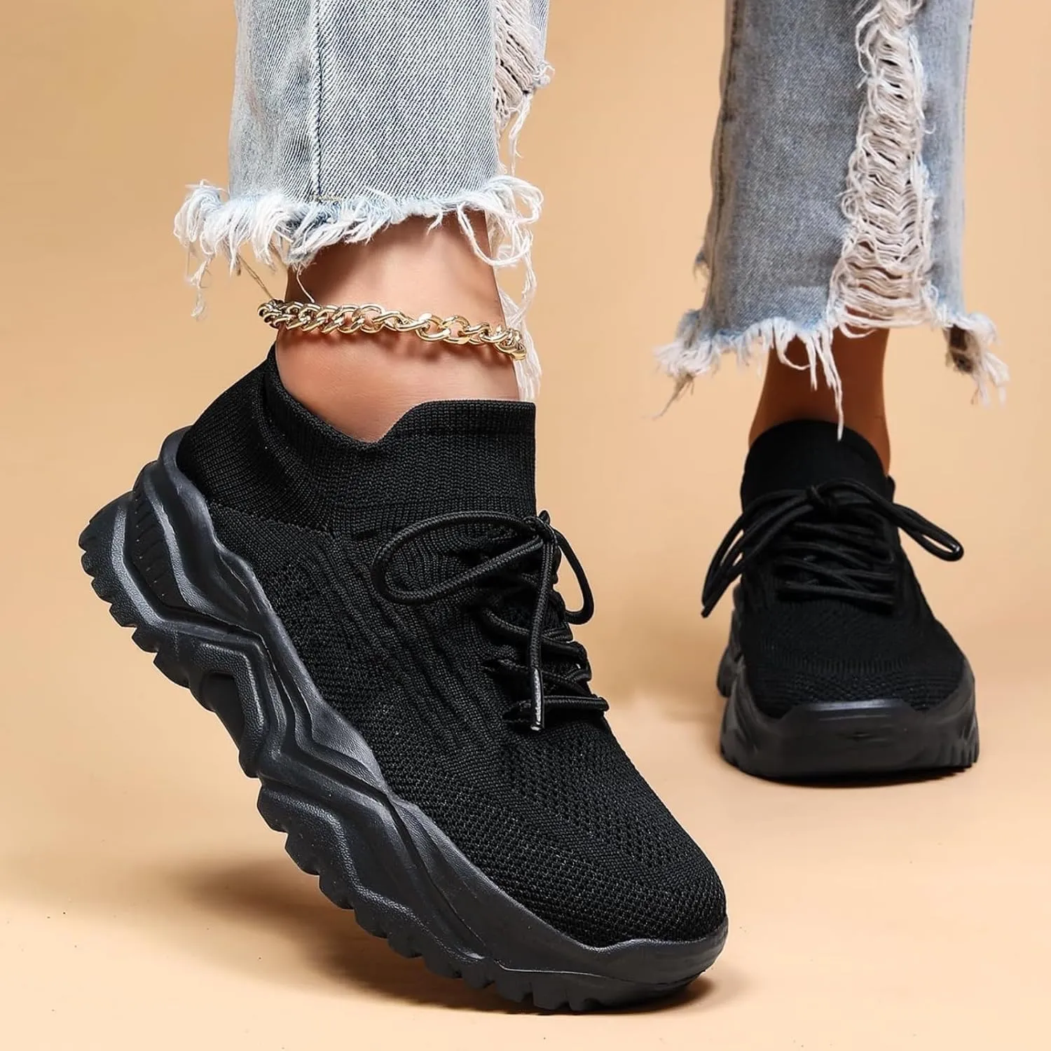 Women’s Fashion Athletic Sneakers Mesh Lightweight Platform Slip On Sports Casual Shoes Breathable Soft Sole Comfortable Work Gym Trainers Orthopedic Summer Arch Support Shoes