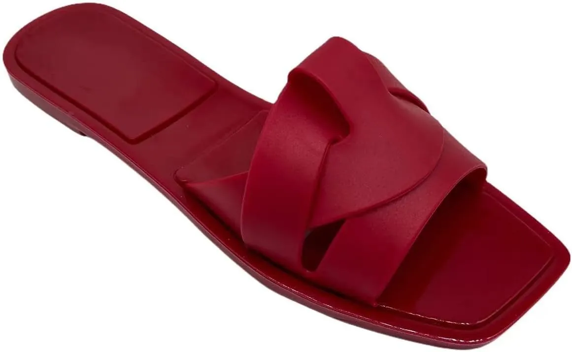 Women's Flat Jelly Woven Lace-Up Jelly Slippers Fashion Beach Flat Cute Summer Slippers