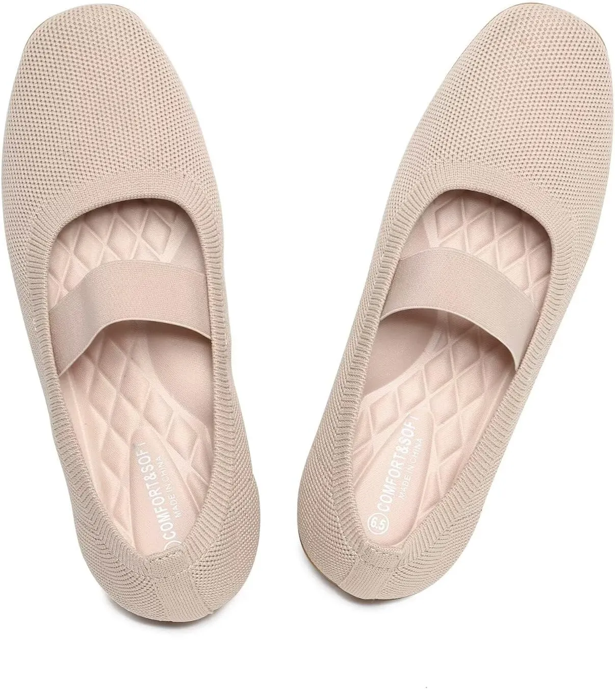 Women’s Flats Shoes Knit Mary Jane Ballet Flat Comfort Walking Dressy Work Office Ballerina Slip-on Shoes with Strap