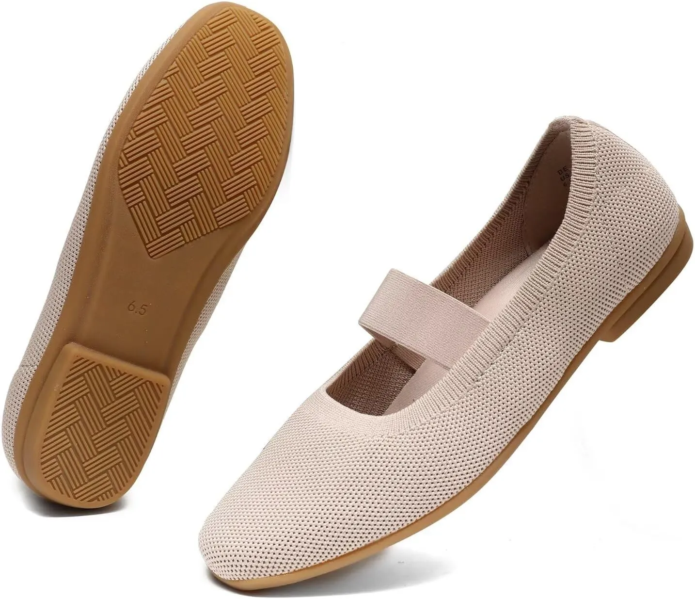 Women’s Flats Shoes Knit Mary Jane Ballet Flat Comfort Walking Dressy Work Office Ballerina Slip-on Shoes with Strap
