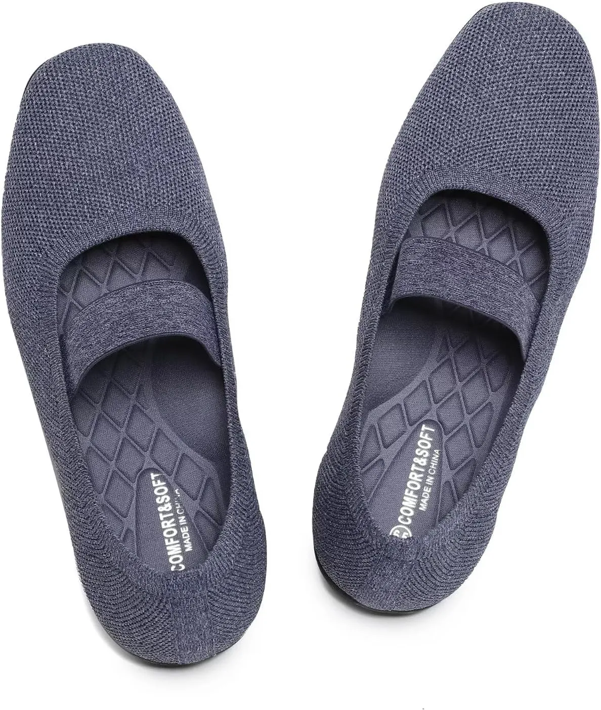 Women’s Flats Shoes Knit Mary Jane Ballet Flat Comfort Walking Dressy Work Office Ballerina Slip-on Shoes with Strap