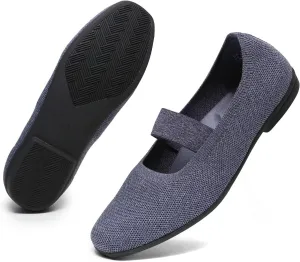 Women’s Flats Shoes Knit Mary Jane Ballet Flat Comfort Walking Dressy Work Office Ballerina Slip-on Shoes with Strap