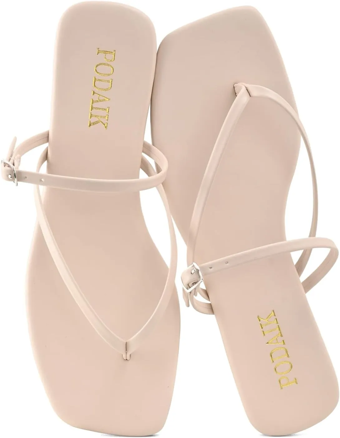Women's Flip Flops Flat Sandals for Women Summer Beach Thong Fashion Square Toe Slip On Slides