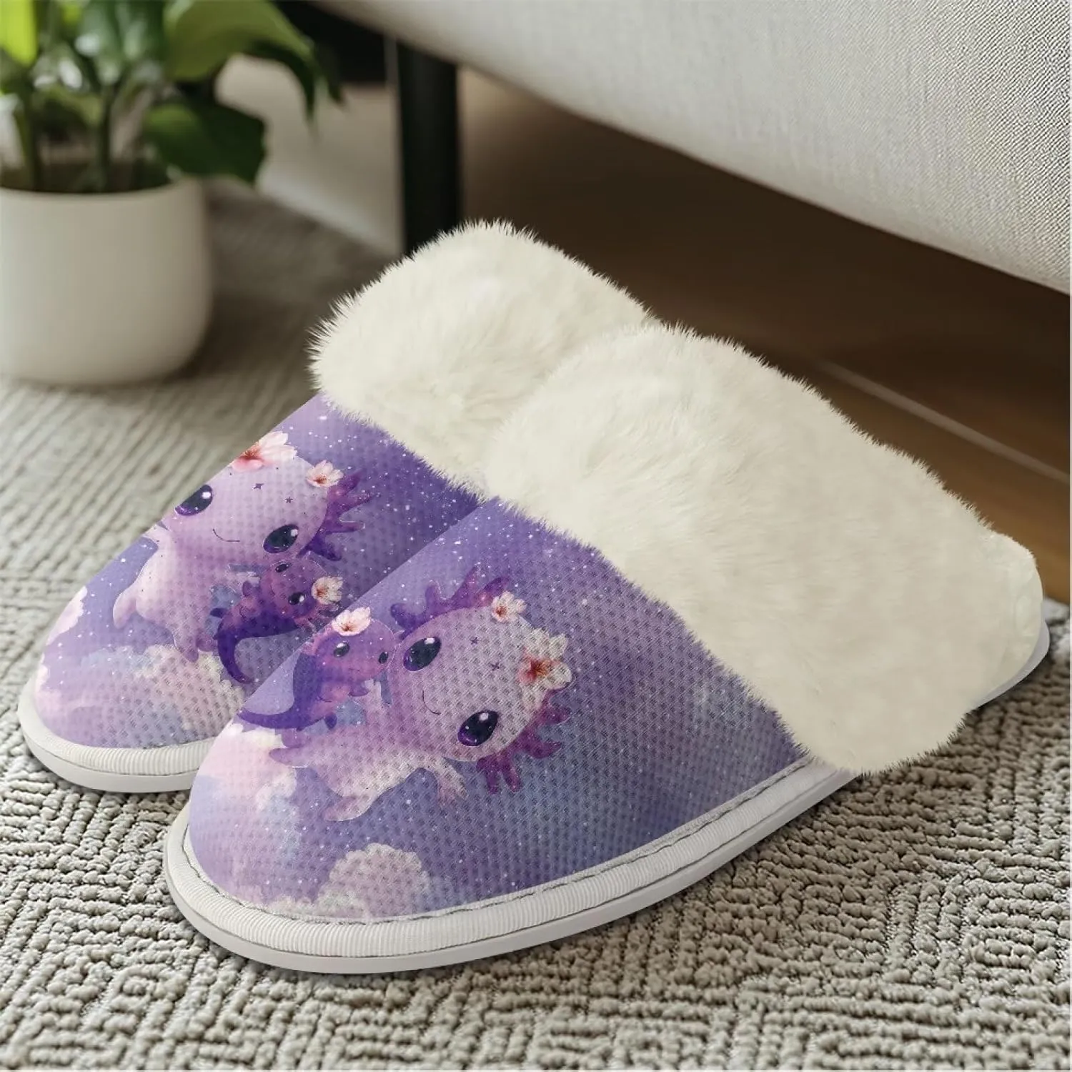 Womens Fur Fuzzy Slippers Faux Fur Lined Bedroom Slipper Lightweight Warm Winter House Shoes Comfortable Indoor and Outdoor Slide Sandals