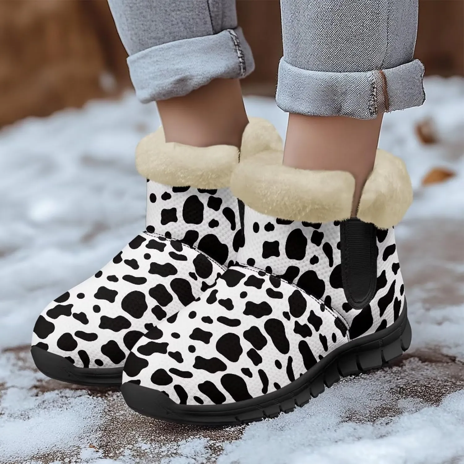 Womens Fuzzy Boots Winter Comfy Plush Warm Fur Lined Lining Snow Boot Waterproof Comfortable Slip On Outdoor Walking Hiking Booties
