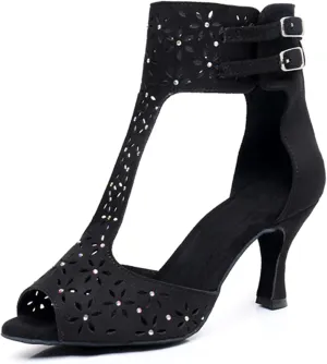 Womens Girls Best Dancing Shoes T-Strap Ballroom Dance Heels Cutout Party Prom Ankle Sandals with Buckle X3233