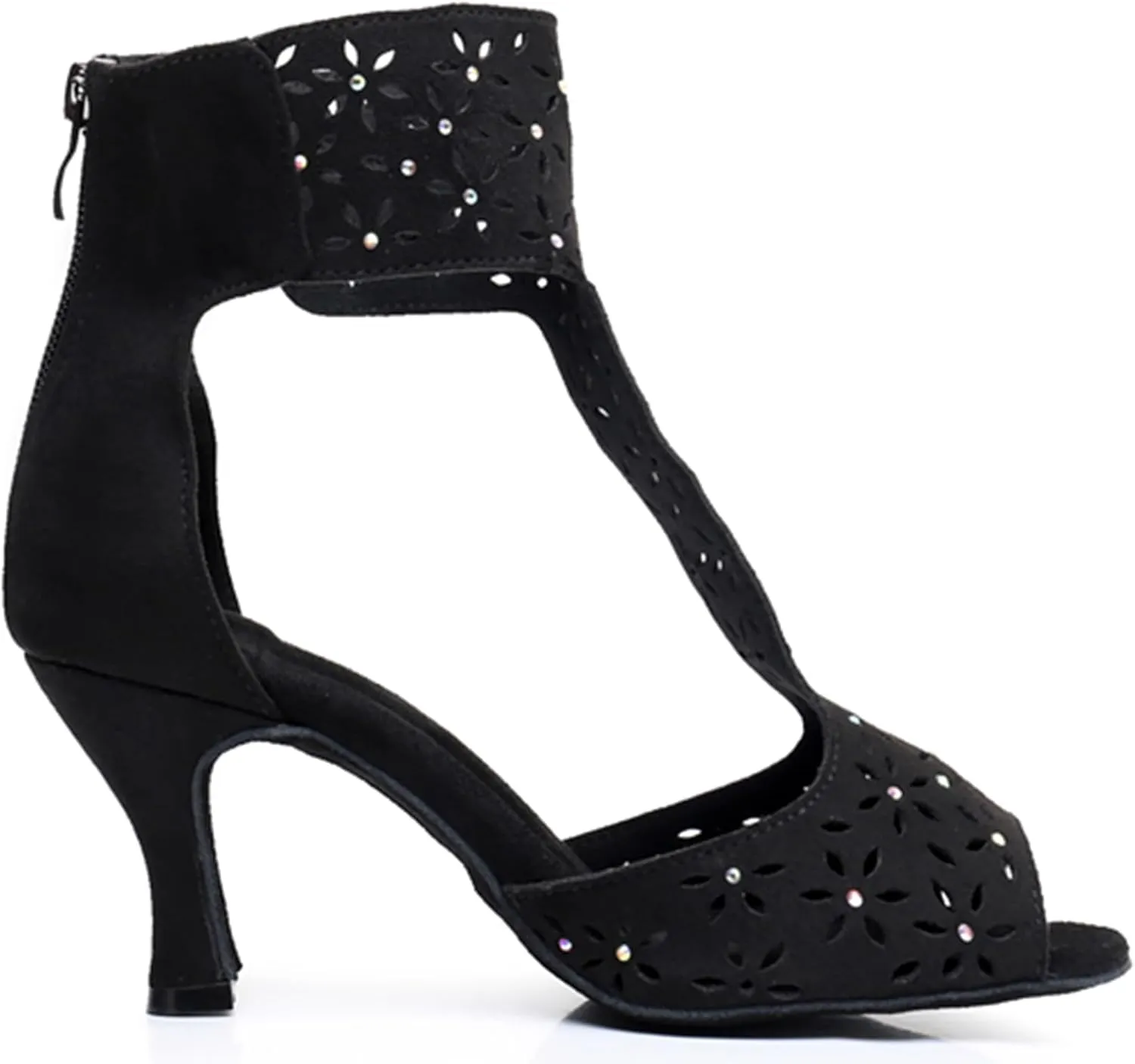 Womens Girls Best Dancing Shoes T-Strap Ballroom Dance Heels Cutout Party Prom Ankle Sandals with Buckle X3233
