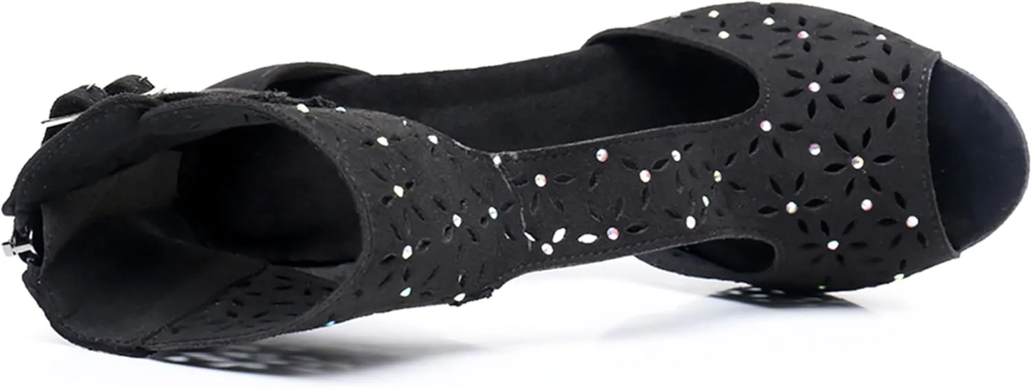 Womens Girls Best Dancing Shoes T-Strap Ballroom Dance Heels Cutout Party Prom Ankle Sandals with Buckle X3233