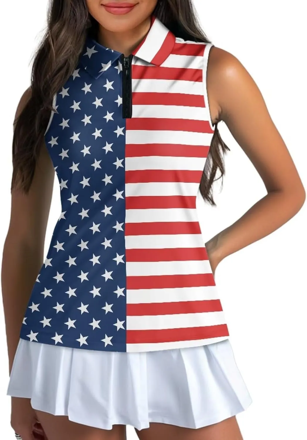 Women's Golf Shirt Short Sleeve Tennis Shirt Quarter Zip Golf Pullover Golf Polo Shirts Argyle Summer Dry Fit Tops UPF50 
