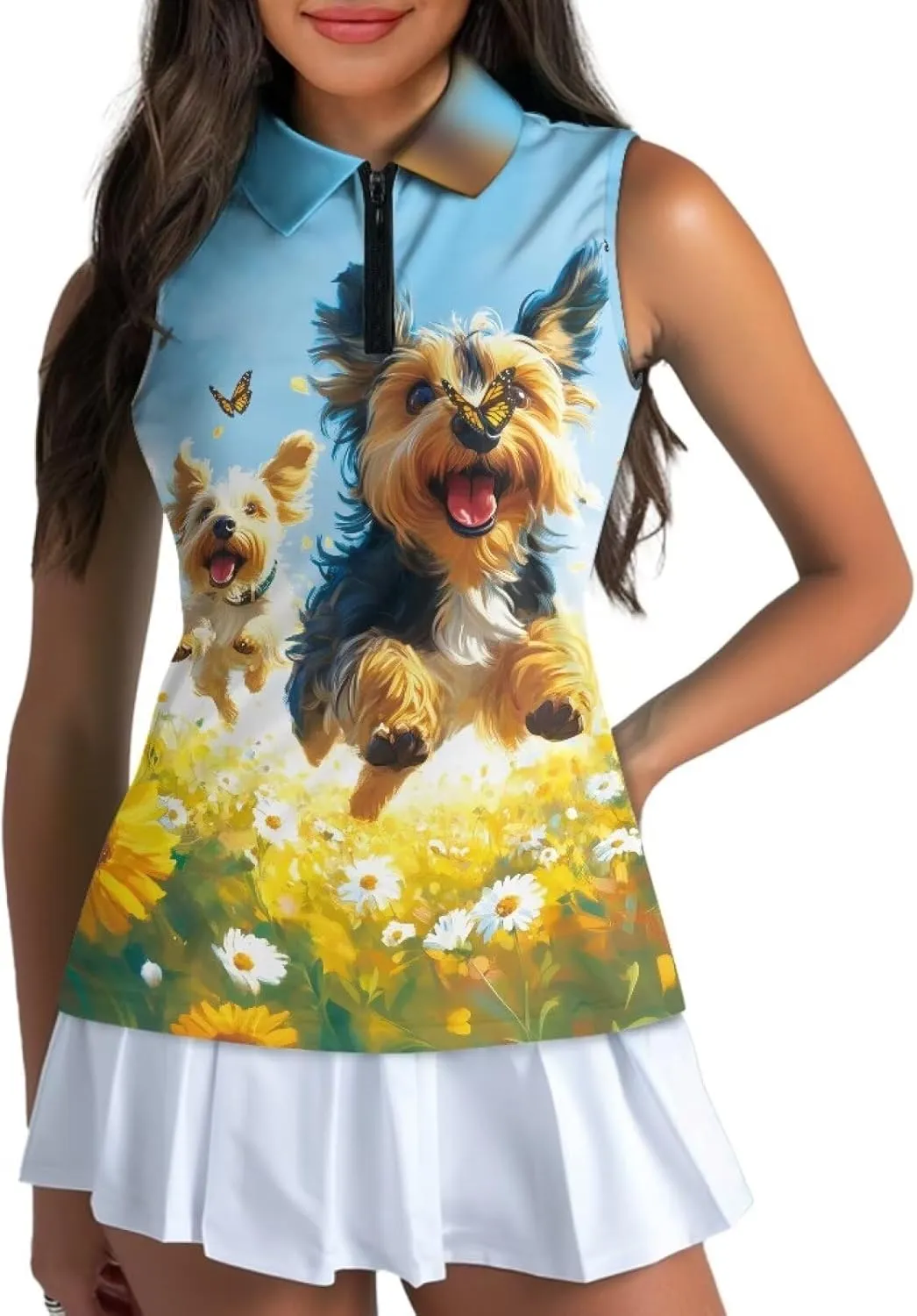 Women's Golf Shirt Short Sleeve Tennis Shirt Quarter Zip Golf Pullover Golf Polo Shirts Argyle Summer Dry Fit Tops UPF50 