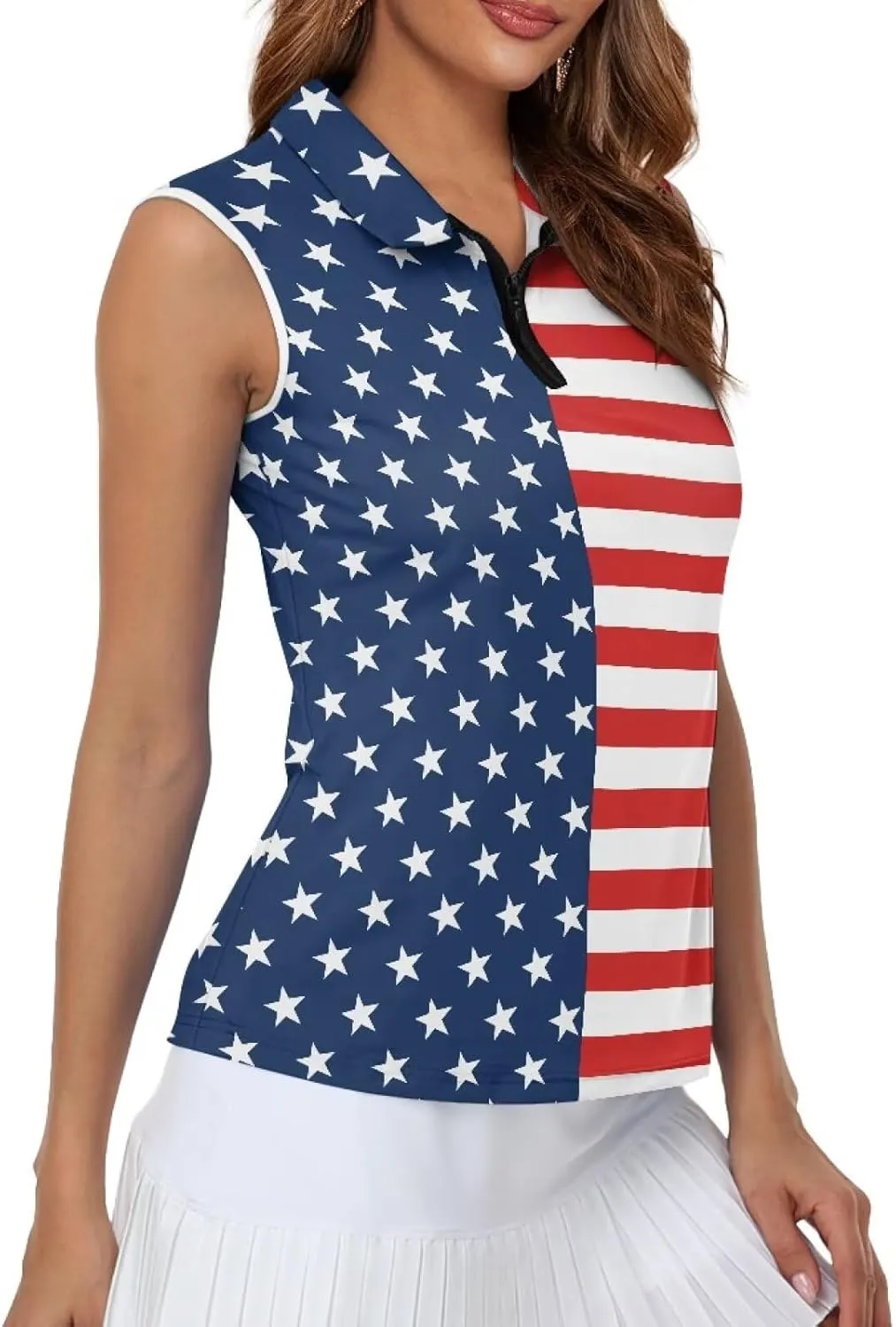 Women's Golf Shirt Short Sleeve Tennis Shirt Quarter Zip Golf Pullover Golf Polo Shirts Argyle Summer Dry Fit Tops UPF50 