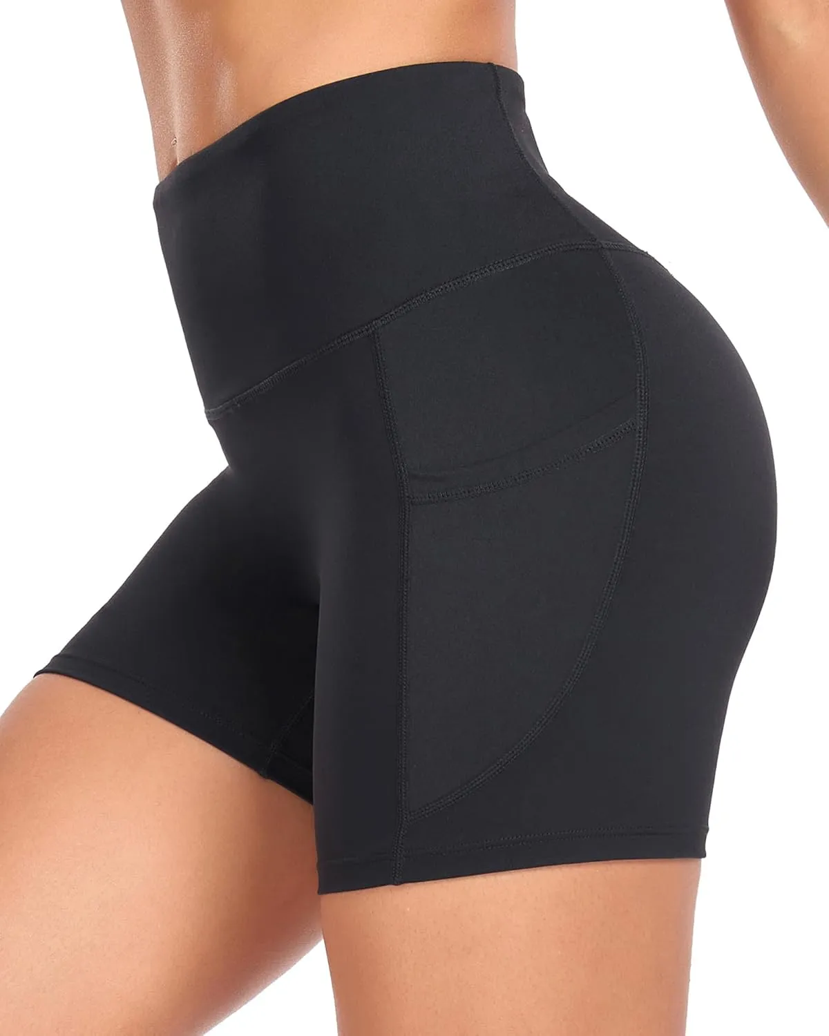 Womens High Waisted Biker Shorts with Pockets for Athletic Yoga Gym Running Workout Summer