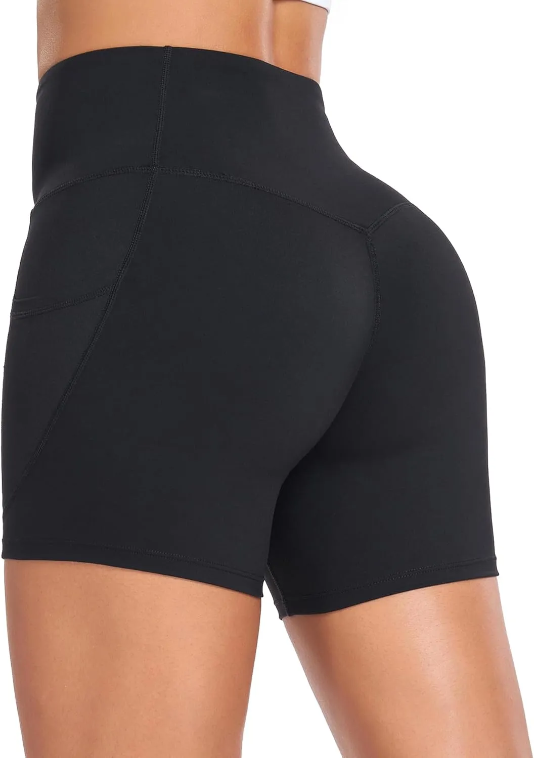 Womens High Waisted Biker Shorts with Pockets for Athletic Yoga Gym Running Workout Summer