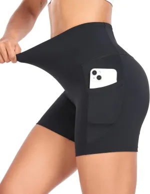 Womens High Waisted Biker Shorts with Pockets for Athletic Yoga Gym Running Workout Summer