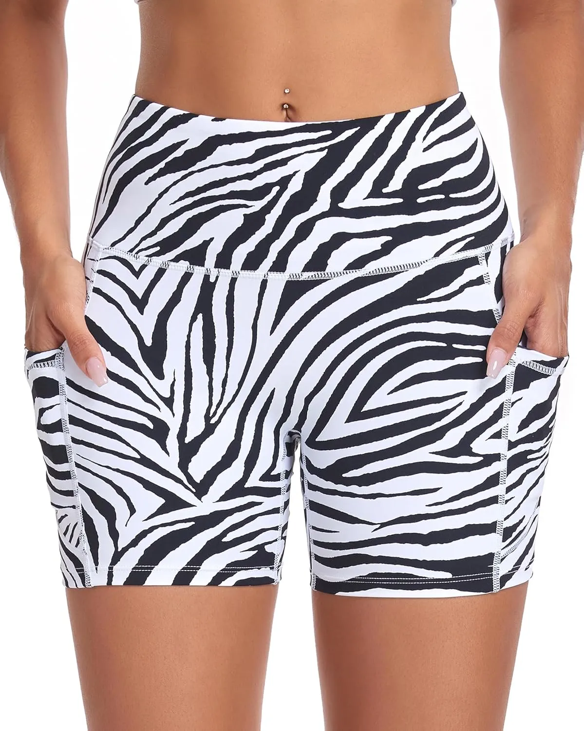 Womens High Waisted Biker Shorts with Pockets for Athletic Yoga Gym Running Workout Summer
