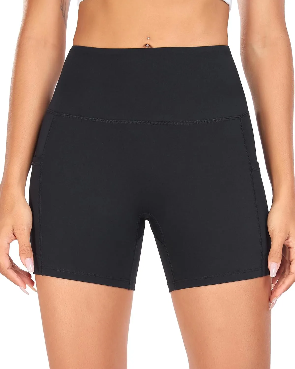 Womens High Waisted Biker Shorts with Pockets for Athletic Yoga Gym Running Workout Summer