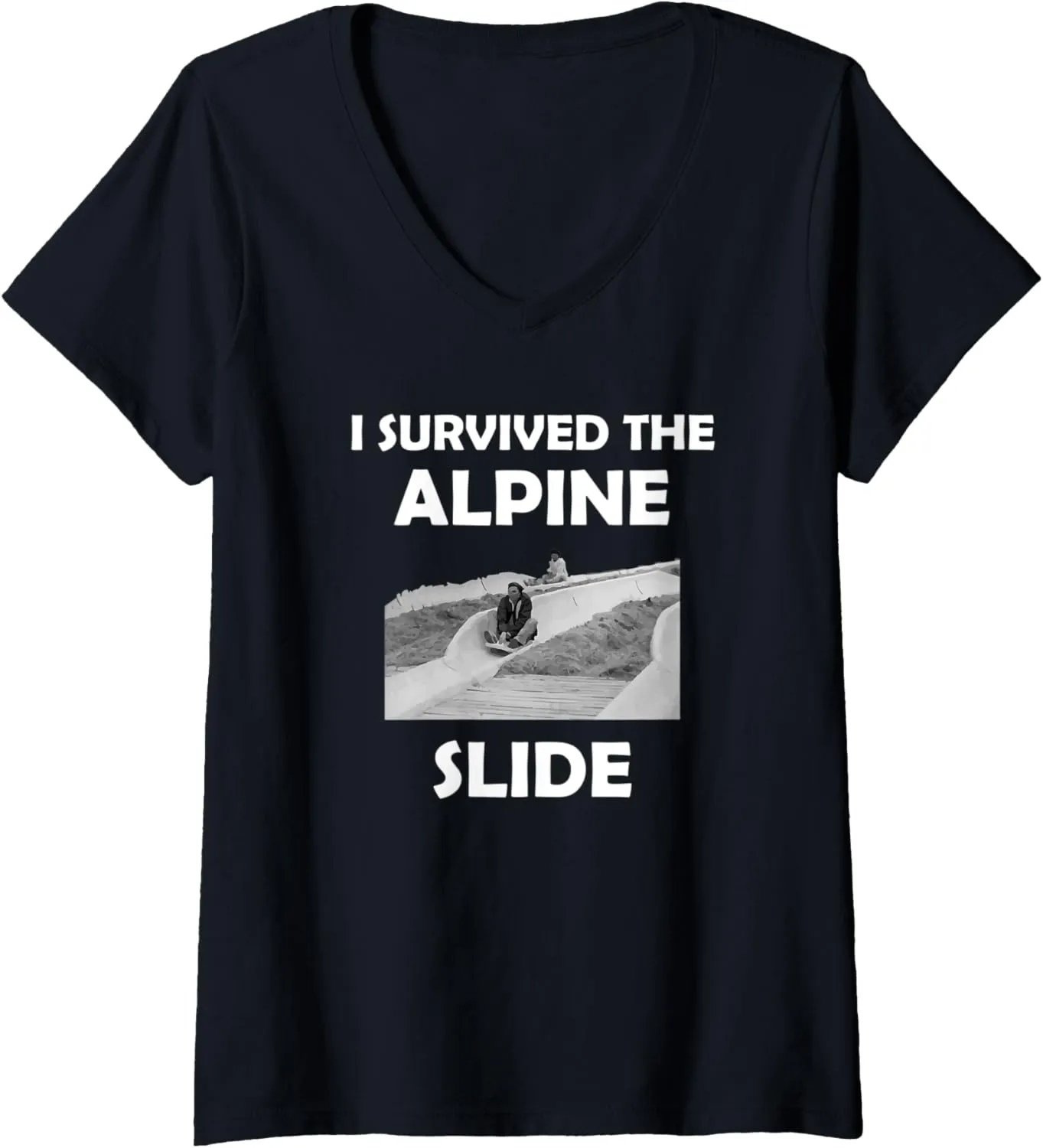Womens I Survived The Alpine Slide V-Neck T-Shirt