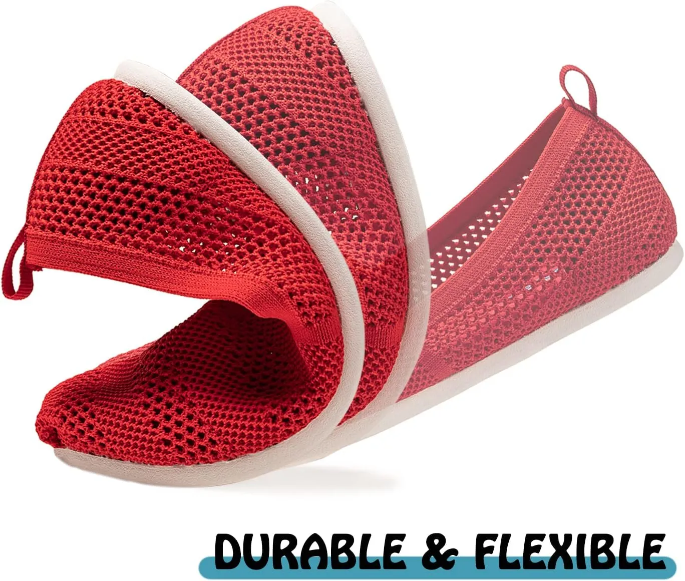 Women's Knit Flat Shoes,Classic Casual Washable Shoes,Comfortable Walking Slip-On Ballerina Square Toe Shoes for Women