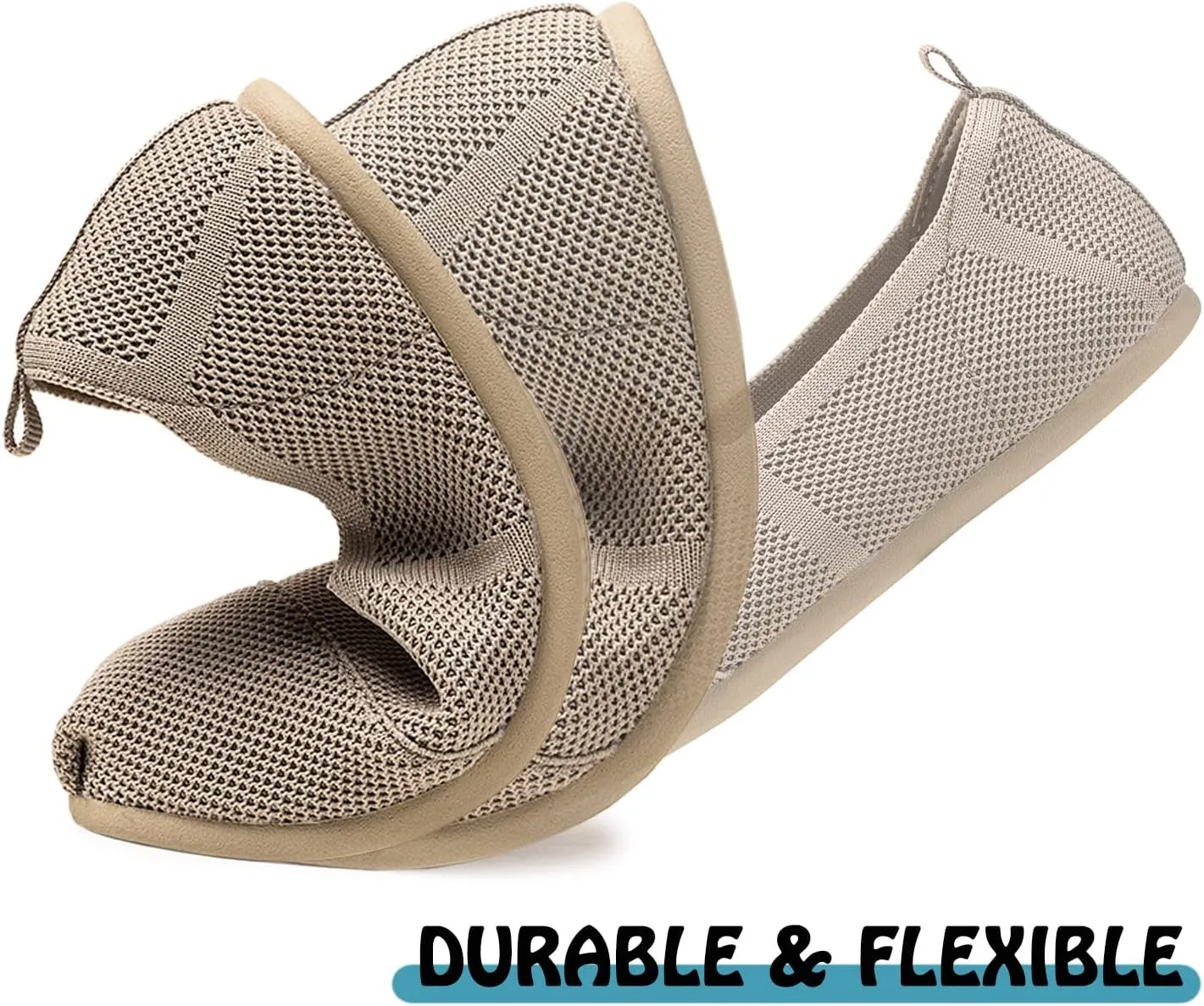 Women's Knit Flat Shoes,Classic Casual Washable Shoes,Comfortable Walking Slip-On Ballerina Square Toe Shoes for Women