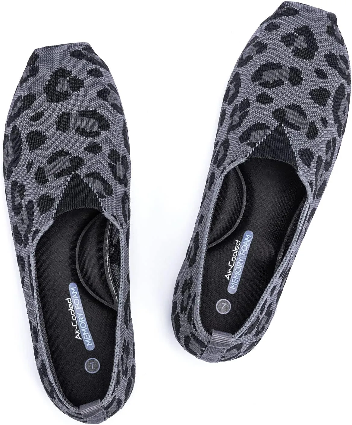 Women's Knit Flat Shoes,Classic Casual Washable Shoes,Comfortable Walking Slip-On Ballerina Square Toe Shoes for Women