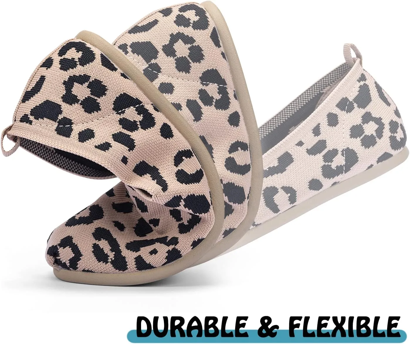 Women's Knit Flat Shoes,Classic Casual Washable Shoes,Comfortable Walking Slip-On Ballerina Square Toe Shoes for Women