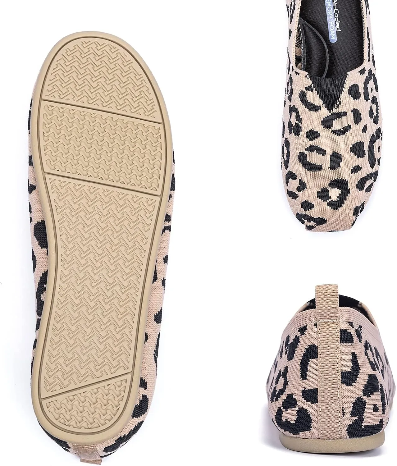 Women's Knit Flat Shoes,Classic Casual Washable Shoes,Comfortable Walking Slip-On Ballerina Square Toe Shoes for Women