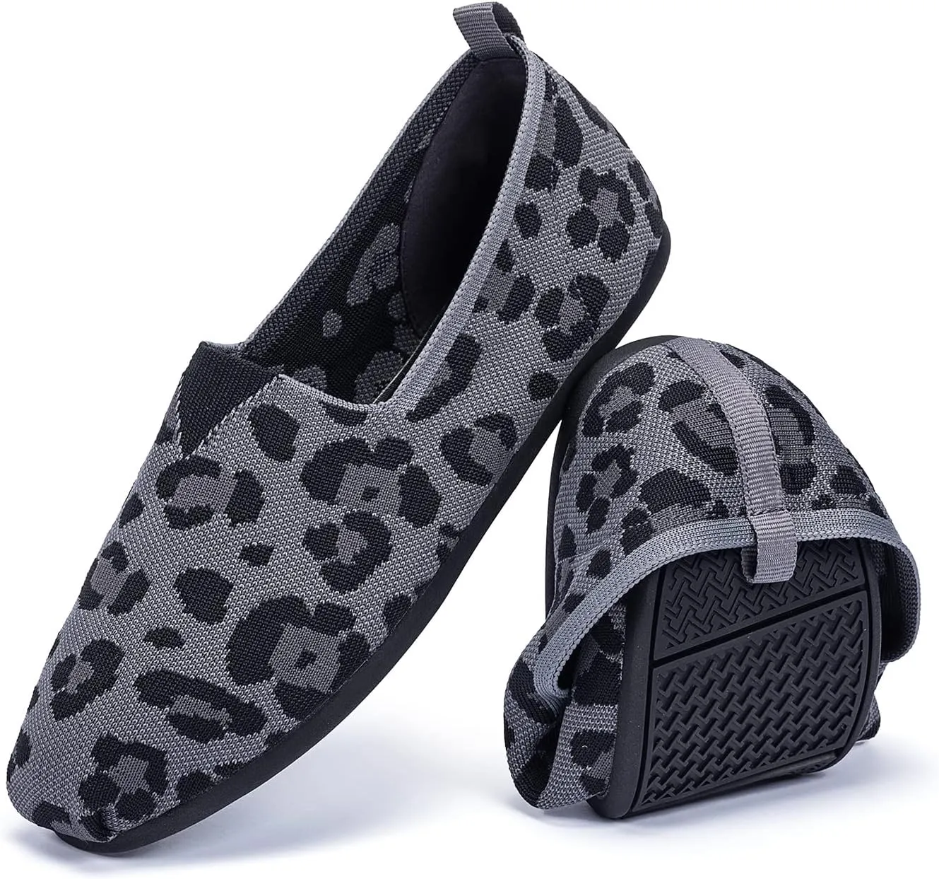 Women's Knit Flat Shoes,Classic Casual Washable Shoes,Comfortable Walking Slip-On Ballerina Square Toe Shoes for Women
