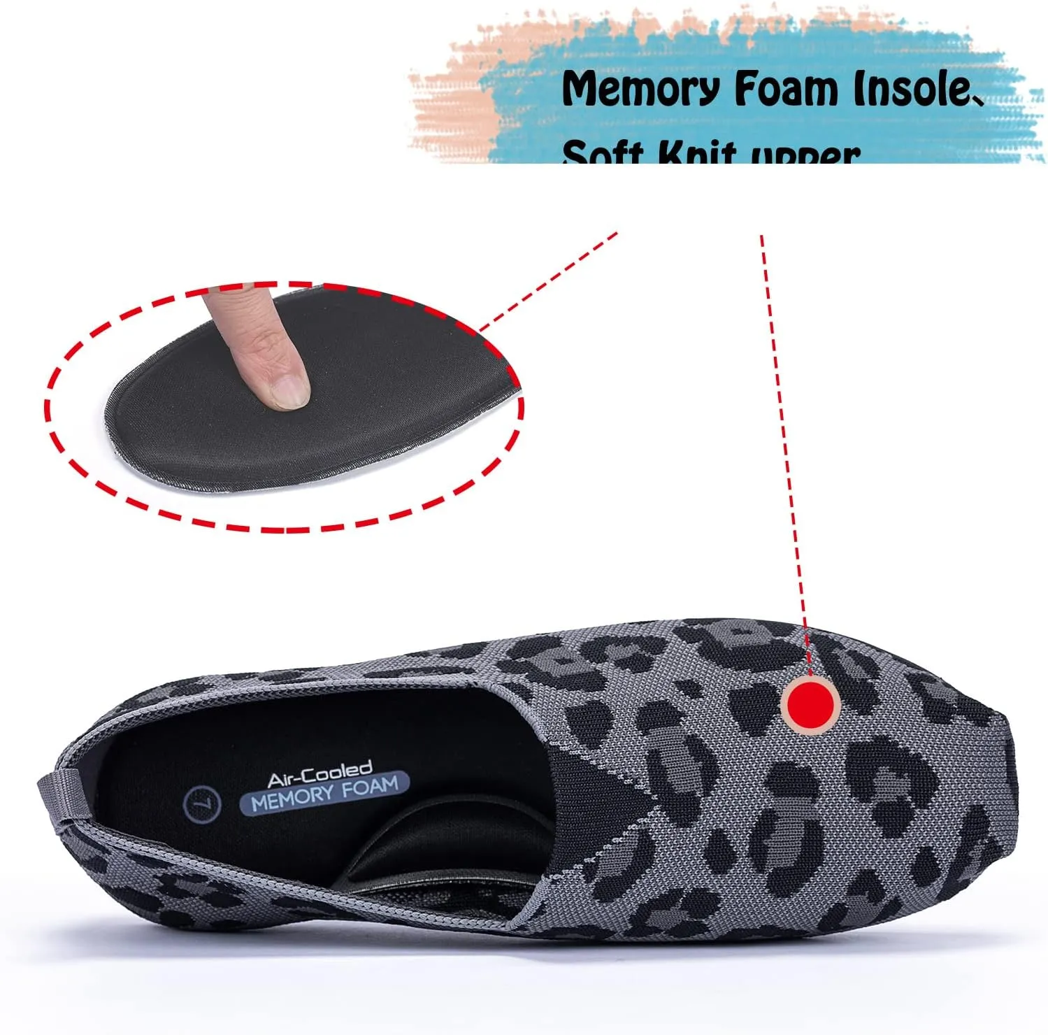 Women's Knit Flat Shoes,Classic Casual Washable Shoes,Comfortable Walking Slip-On Ballerina Square Toe Shoes for Women