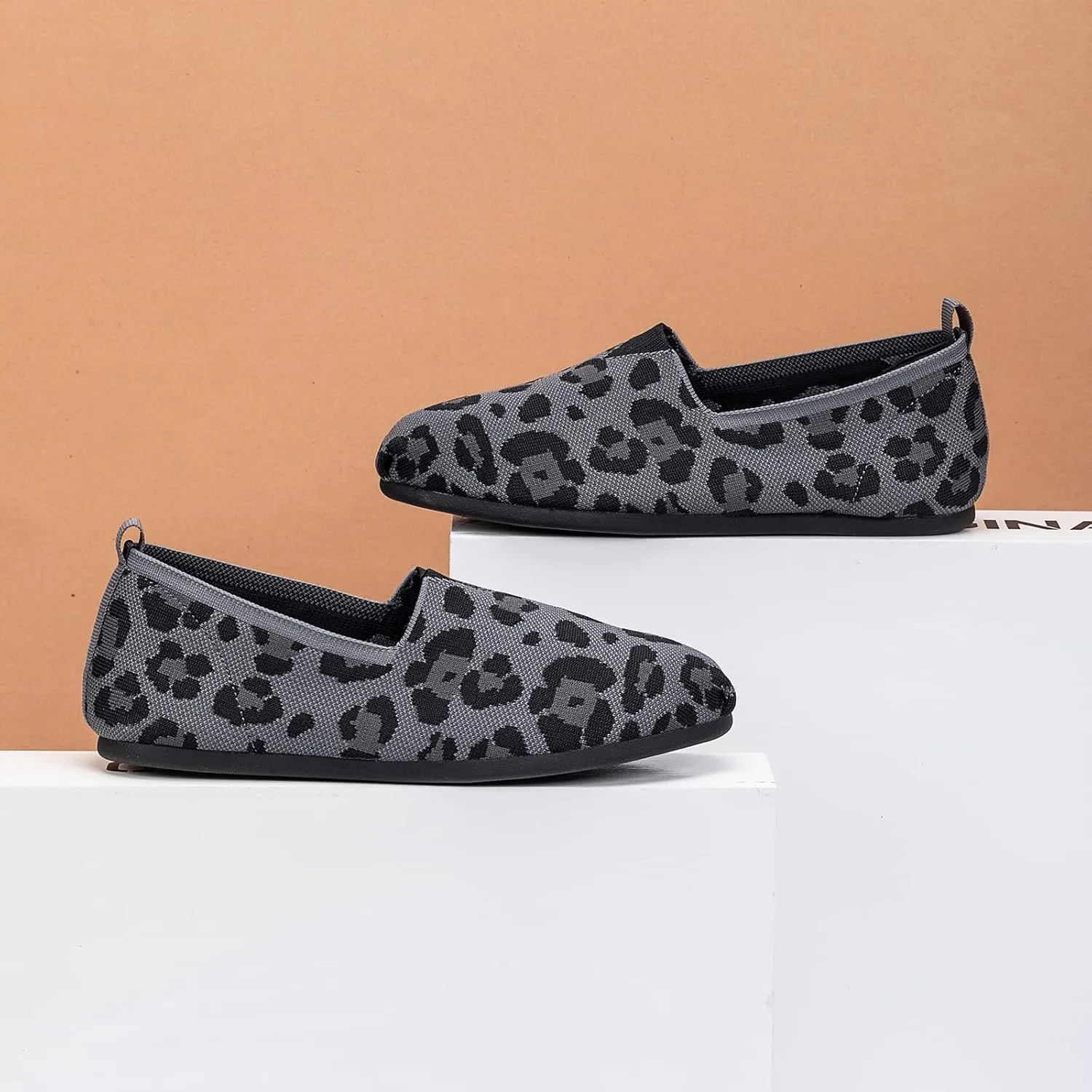 Women's Knit Flat Shoes,Classic Casual Washable Shoes,Comfortable Walking Slip-On Ballerina Square Toe Shoes for Women