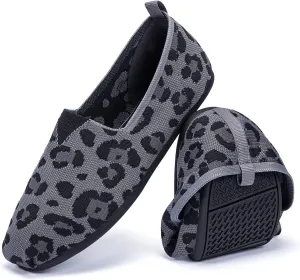 Women's Knit Flat Shoes,Classic Casual Washable Shoes,Comfortable Walking Slip-On Ballerina Square Toe Shoes for Women