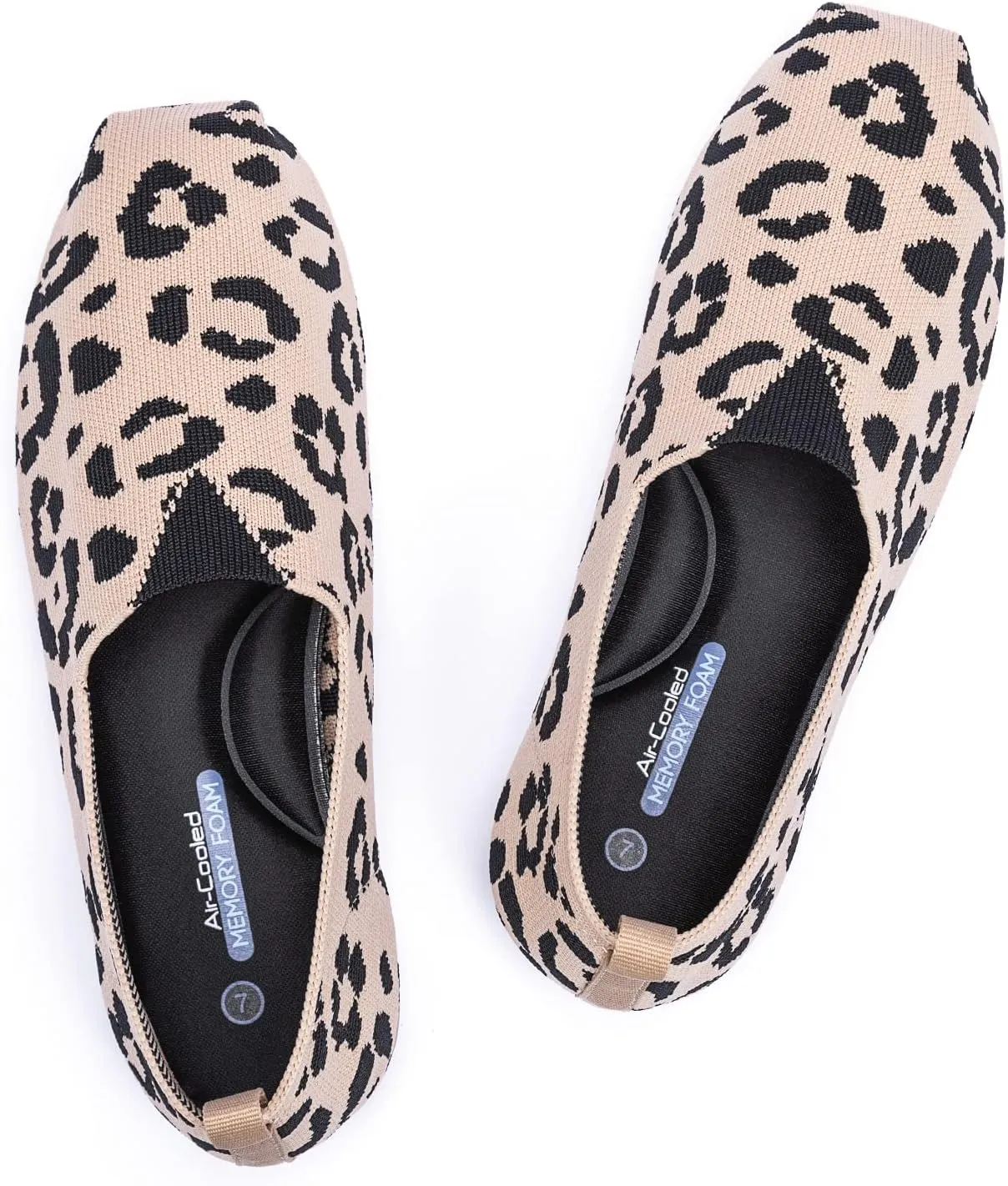Women's Knit Flat Shoes,Classic Casual Washable Shoes,Comfortable Walking Slip-On Ballerina Square Toe Shoes for Women