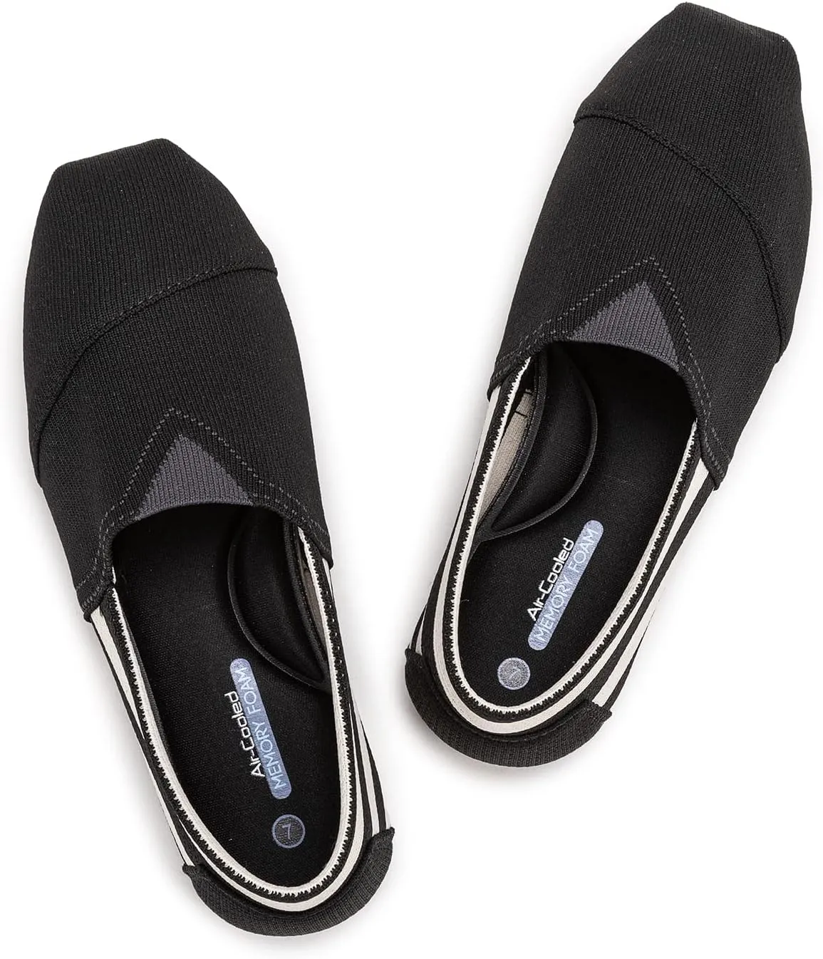 Women's Knit Flat Shoes,Classic Casual Washable Shoes,Comfortable Walking Slip-On Ballerina Square Toe Shoes for Women