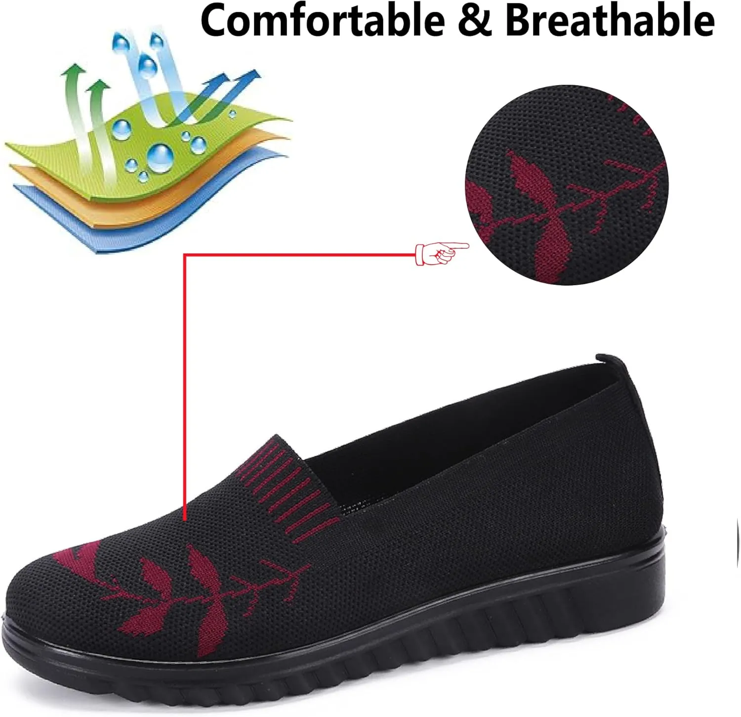 Women's Knitted Flat Shoes Breathable Mesh Loafers Anti Slip Driving Shoes Lightweight Comfortable Walking Shoes