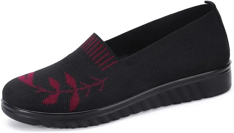 Women's Knitted Flat Shoes Breathable Mesh Loafers Anti Slip Driving Shoes Lightweight Comfortable Walking Shoes